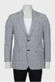 Men's fitted plaid jacket