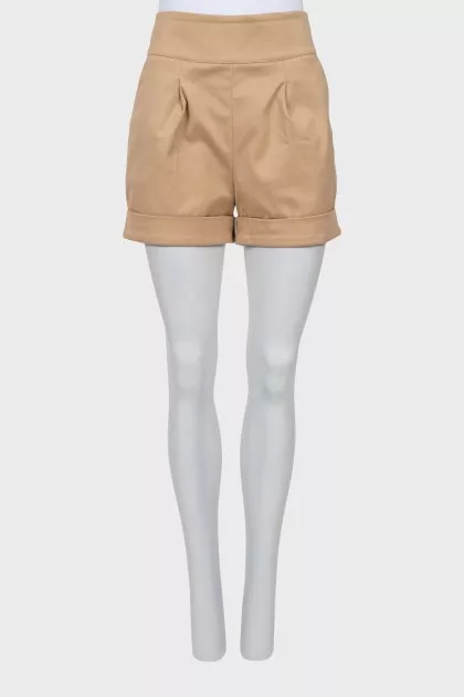 Beige Straight Fit shorts