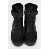 Black leather and textile boots