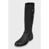 Leather boots with signature decor