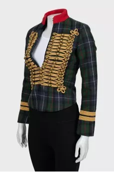 Checkered jacket with golden decor