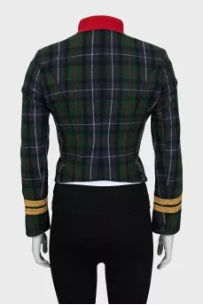 Checkered jacket with golden decor