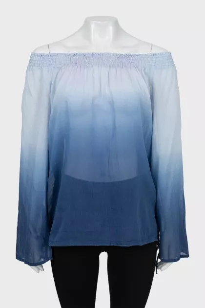 Sheer blouse with gradient print