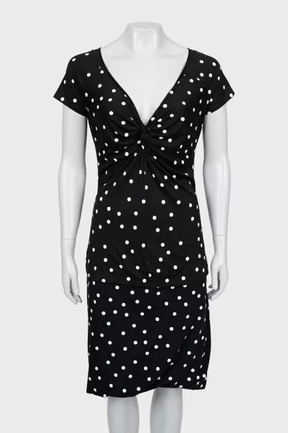 Black suit with polka dot skirt