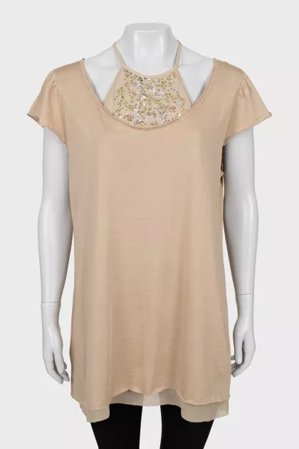 Combined silk tunic