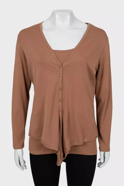 Brown T-shirt and cardigan set