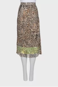 Silk skirt in animal print