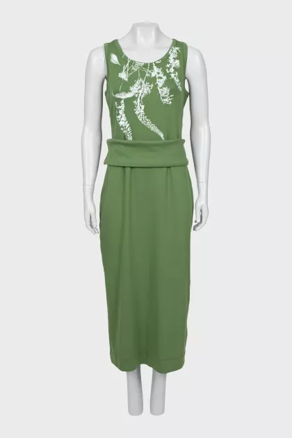 Midi dress with chest print