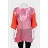 Knitted T-shirt with floral print