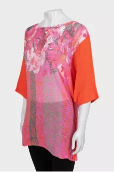 Knitted T-shirt with floral print