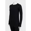 Jumper with leather inserts on the sleeves