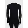 Jumper with leather inserts on the sleeves