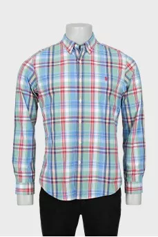 Мужская клетчатая рубашка slim fit
