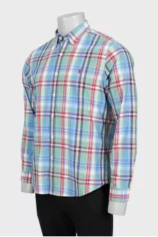 Мужская клетчатая рубашка slim fit