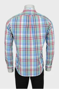 Мужская клетчатая рубашка slim fit