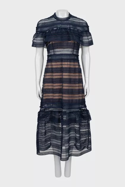 Blue guipure maxi dress