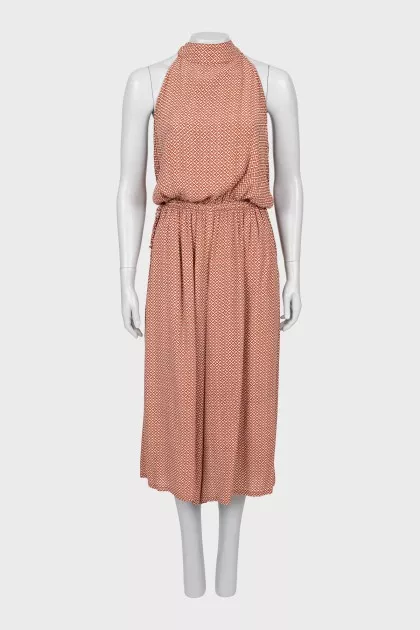 Two-tone geometric print jumpsuit