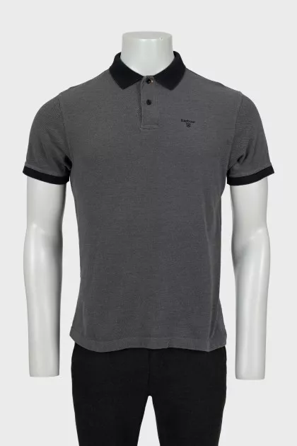Men's gray polo with embroidered logo