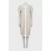 Beige dress with leather inserts