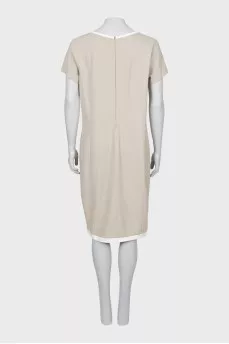 Beige dress with leather inserts