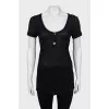 Black Ribbed T-Shirt with Tag