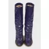 Patent leather boots with contrasting stitching