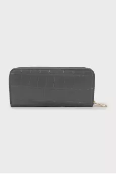 Gray wallet with embossed leather