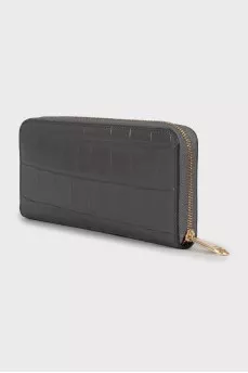 Gray wallet with embossed leather