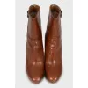 Brown Block Heel Ankle Boots
