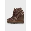 Animal print leather ankle boots