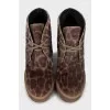 Animal print leather ankle boots