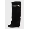 Suede boots with hidden wedge