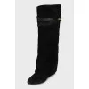 Suede boots with hidden wedge