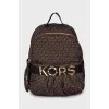 Textile backpack in branded print