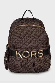 Textile backpack in branded print