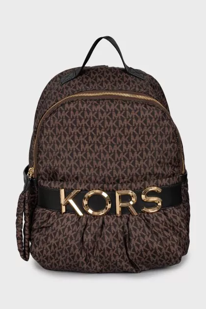Textile backpack in branded print