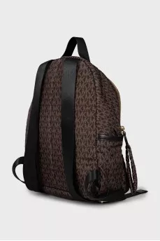 Textile backpack in branded print