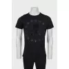 Men's T-shirt decorated with rhinestones