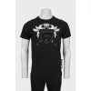 Men's T-shirt with print and rhinestones