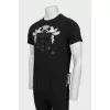 Men's T-shirt with print and rhinestones