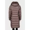 Brown down jacket with belt