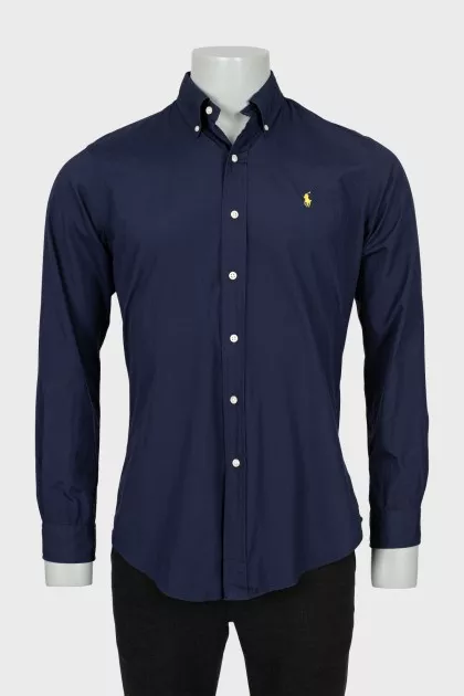 Men's blue shirt with embroidered logo