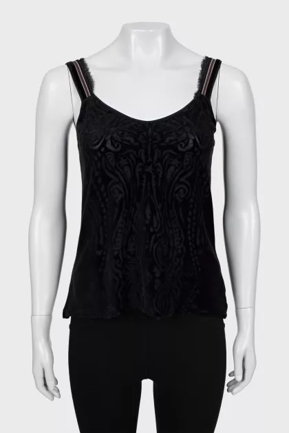 Velor top with ribbed print