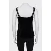 Velor top with ribbed print