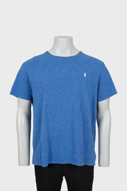 Men's blue T-shirt with embroidered logo