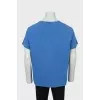 Men's blue T-shirt with embroidered logo
