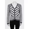 Combined striped cardigan