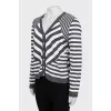 Combined striped cardigan