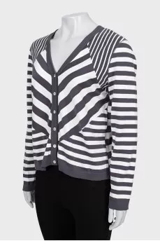 Combined striped cardigan
