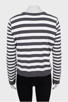 Combined striped cardigan